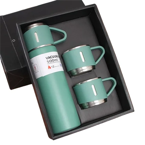 Thermos coffret cadeau bouteille d'eau, lot coffret cadeau bouteille d'eau avec 3 couvercle