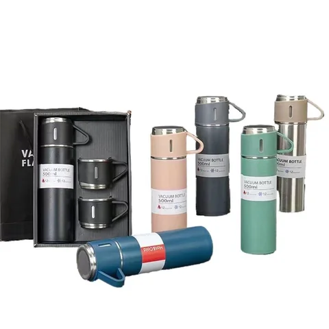 Thermos coffret cadeau bouteille d'eau, lot coffret cadeau bouteille d'eau avec 3 couvercle