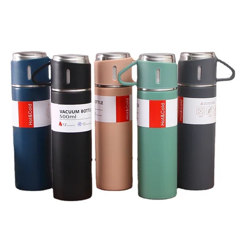 Thermos coffret cadeau bouteille d'eau, lot coffret cadeau bouteille d'eau avec 3 couvercle