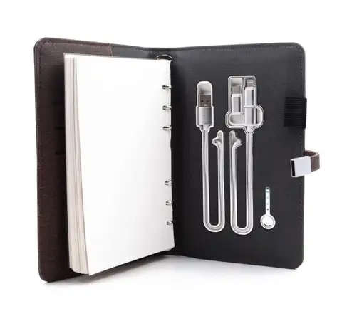 Batterie externe en cuir avec logo personnalisé,A6 accessoires numérique pour ordinateur portable avec clé USB.