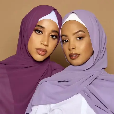 Hijab en mousseline de soie 86 couleur de qualité