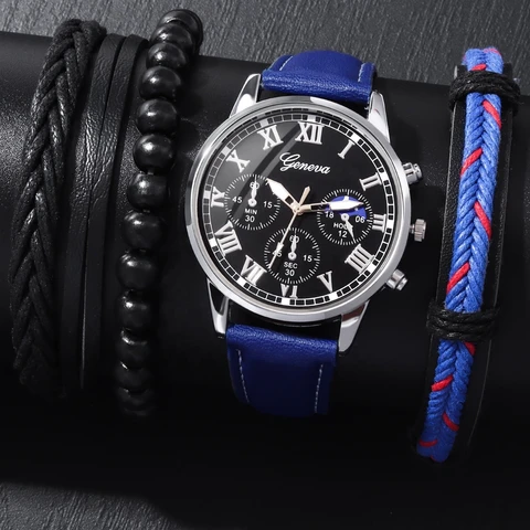 N W1377 montre à quartz décontractée à cadran rond et bracelet en polyuréthane PU noir pour homme