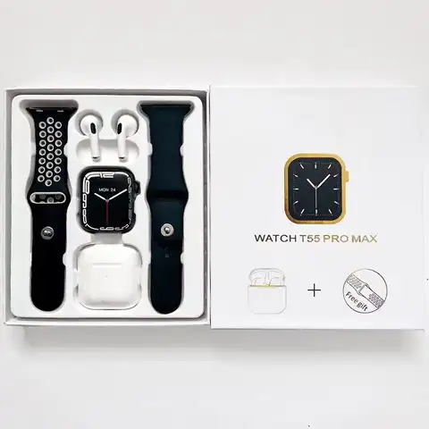 Meilleur vente smart Watch T55 pro max série 7 8 intelligente T55 pro max avec earbids TW écouteurs