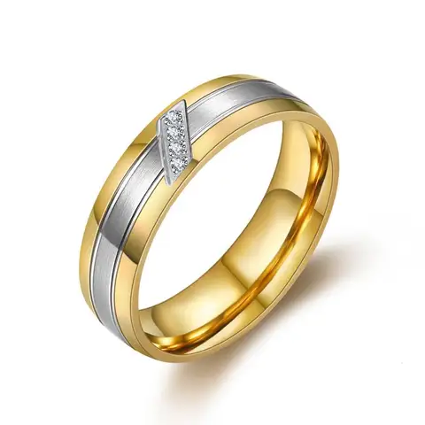 Bijoux  magnifique de Japon et de la Corée du Sud, bague de couple en acier inoxydable micro-incrustation en or 18 carats