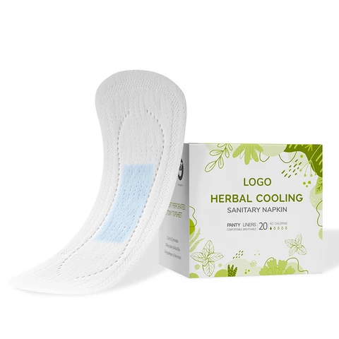 serviette hygiénique refroidissant es à base de plantes pour femmes, surface en coton super absorbante, essence de menthe naturelle, tampon sanitaire féminin.