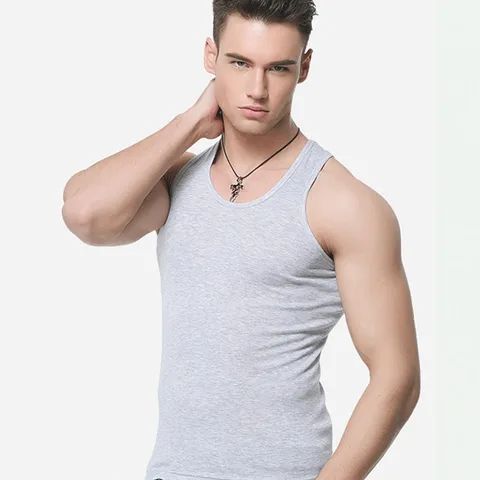 Maillot de corps côtelé de couleur unie pour hommes, gilet de sport, fitness, sans couture, noir, pour l'été.