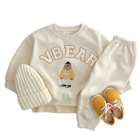 Vêtements d'automne pour bébés filles, ensemble pull ours de dessin animé, haut et pantalon Legging, pull en coton avec lettres, pantalon de Sport, costume 2 pièces