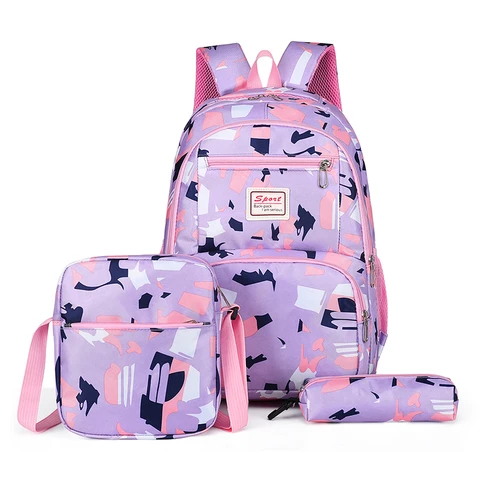 Sac à dos pour filles, d'école pour enfants et garçons avec fourre-tout isolé et pochette à crayons.