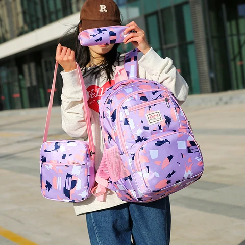 Sac à dos pour filles, d'école pour enfants et garçons avec fourre-tout isolé et pochette à crayons.