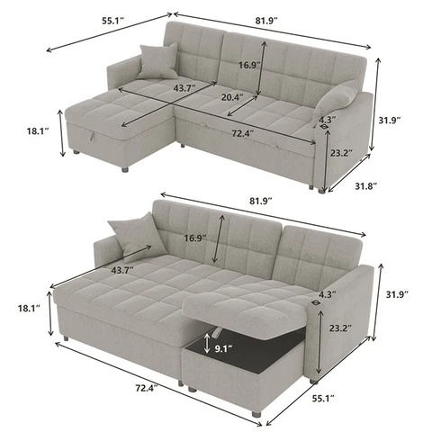 Forme bureau convertible canapé