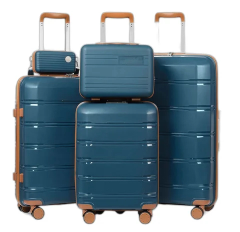 Ensemble de bagages de voyage à roulettes légers de 5 Valises en pp avec roues pivotantes