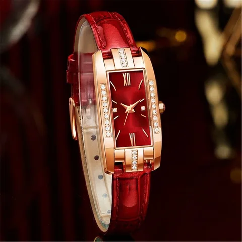 Light Luxury diamond student small green watch niche women's watch simple ans fashionable quartz watch