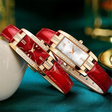 Light Luxury diamond student small green watch niche women's watch simple ans fashionable quartz watch