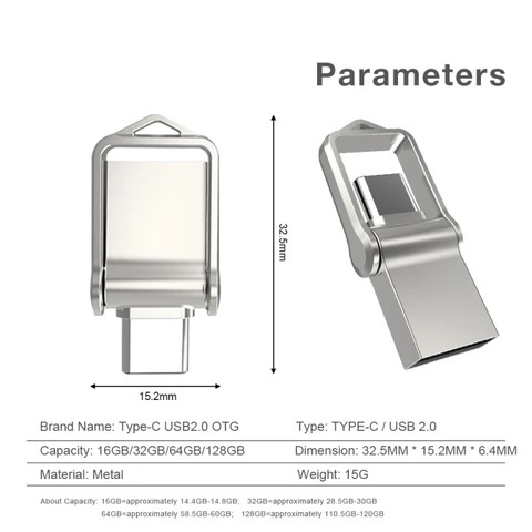 Mini clé USB en métal de type C. Support à mémoire.