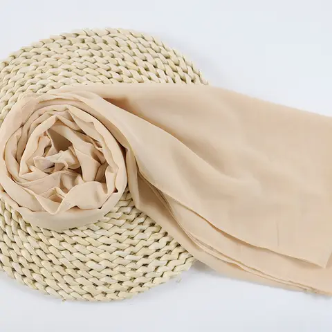 Écharpe en mousseline de soie femme hijab. Couleur unie plaine en coffret.