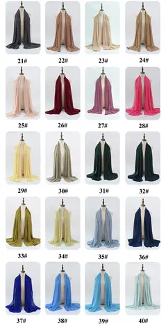 Écharpe en mousseline de soie femme hijab. Couleur unie plaine en coffret.