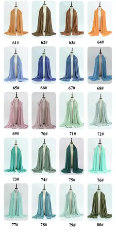 Écharpe en mousseline de soie femme hijab. Couleur unie plaine en coffret.