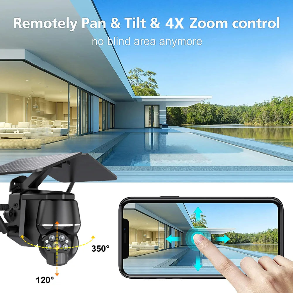 HD 5MP sans fil WiFi 4G caméra panneau solaire rechargeable alimenté par batterie Protection de sécurité caméra de Surveillance extérieure Smart Home_Winnie Lin