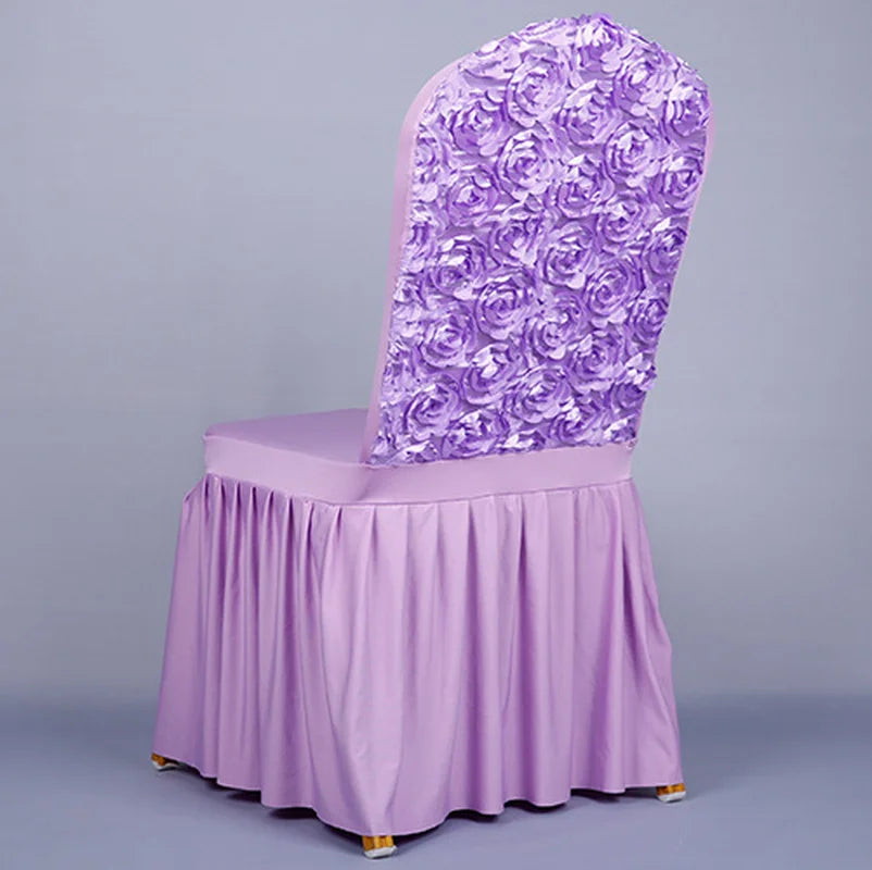 Simple 2022 Rose Stretch Chair Cover Wedding Hotel Restaurant Siamese Set Solid Color Dining Party Supplies Wholesale Stool Home