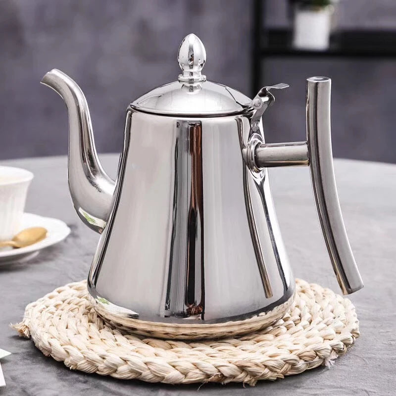 1pc Kitchen Thick Stainless Steel Teapot Golden Silver Tea Pot With Infuser Coffee Pot Induction Cooker Tea Kettle Water Kettle