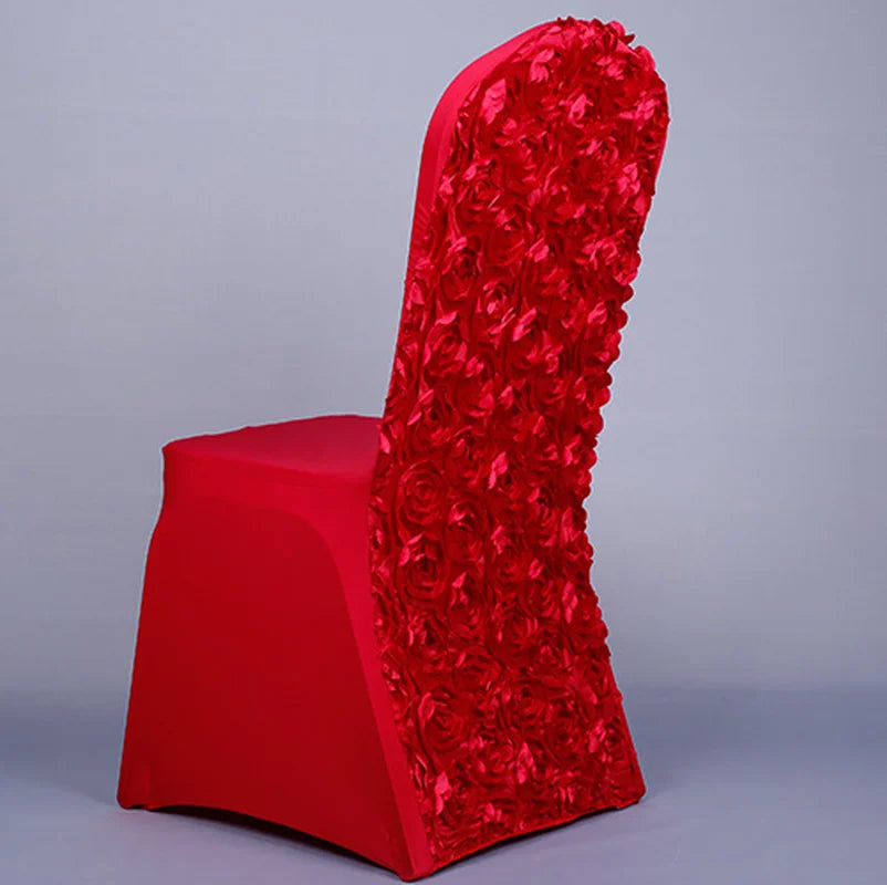 Simple 2022 Rose Stretch Chair Cover Wedding Hotel Restaurant Siamese Set Solid Color Dining Party Supplies Wholesale Stool Home