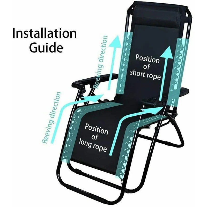 Cordon élastique pour chaises longues, 4 pièces, pour meubles de jardin inclinables à gravité zéro, cordes pour chaises d'extérieur