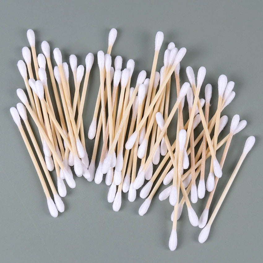 100PCS/Pack Double Head Cotton Swabs Women Makeup Cleaning Cotton Swab Wooden Wadded Sticks Nose Ears Cleaning Tools