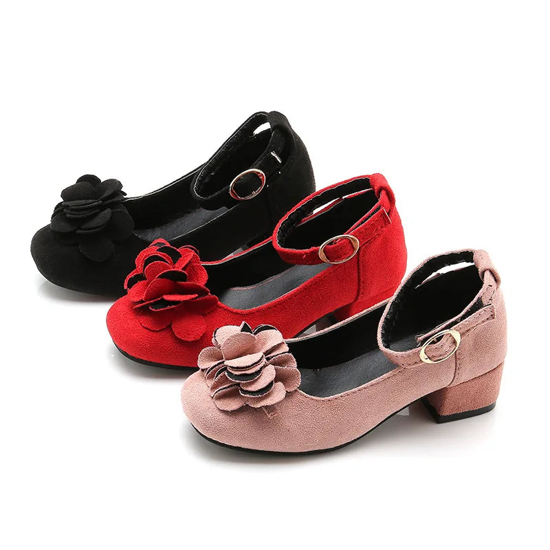 Fashion Girls Kids Children High Heeled Leathers Shoes Princess Sweet For Evening Party Show Children Leathers Shoes 27-37 Hot