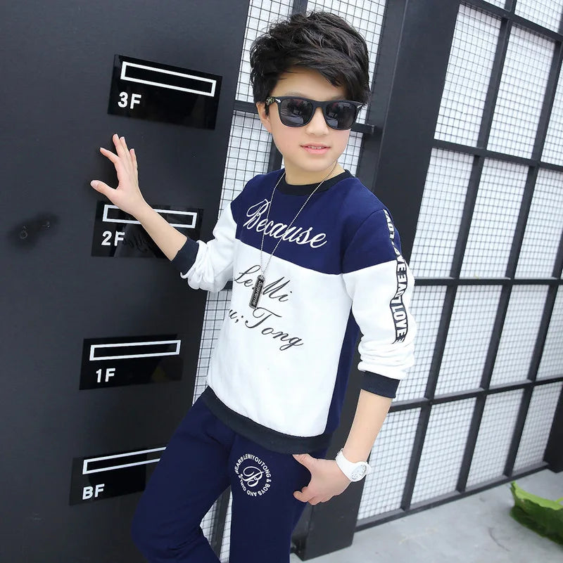 2024 new Boys clothes sport suit casual sets autumn letter children SPRING kids tracksuit spring + pants 5 6 7 8 9 10 11 12 year