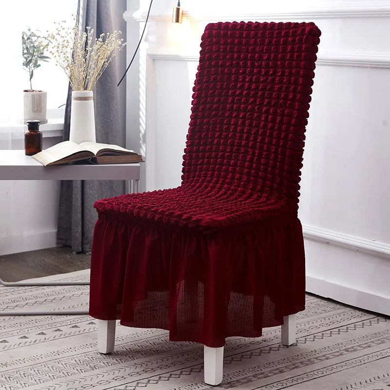 high quality Seersucker chair cover for dining room banquet chair slipcover stretch chair skirt elastic wedding chair decoration