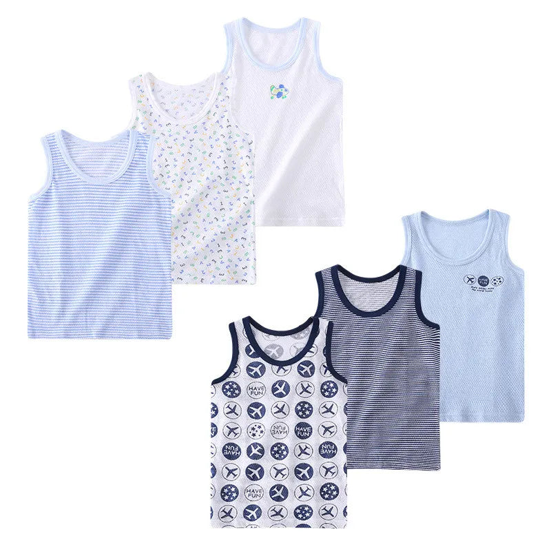 3 Pieces/Lot Summer Children Boys Cotton Vests 2 3 4 5 6 7 Years Kids Boys Girls Tank Tops Tees Undershirts  Clothes