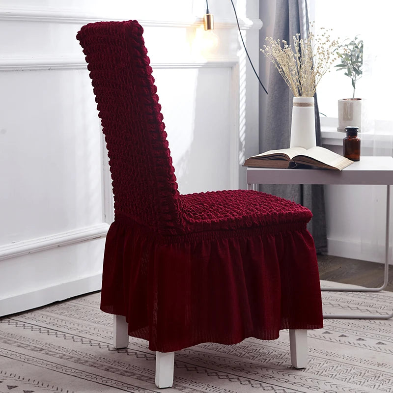 high quality Seersucker chair cover for dining room banquet chair slipcover stretch chair skirt elastic wedding chair decoration