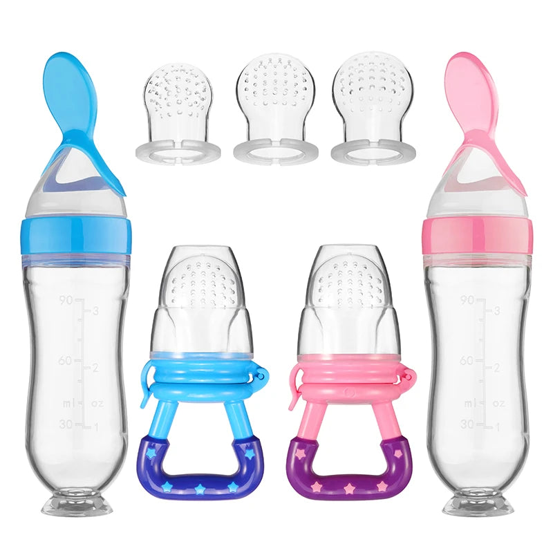 TYRU.HU Silicone Squeezing Feeding Bottle Spoon Bottle Feeder Newborn Baby Training Drink Spoon Safe Tableware Training Feeder