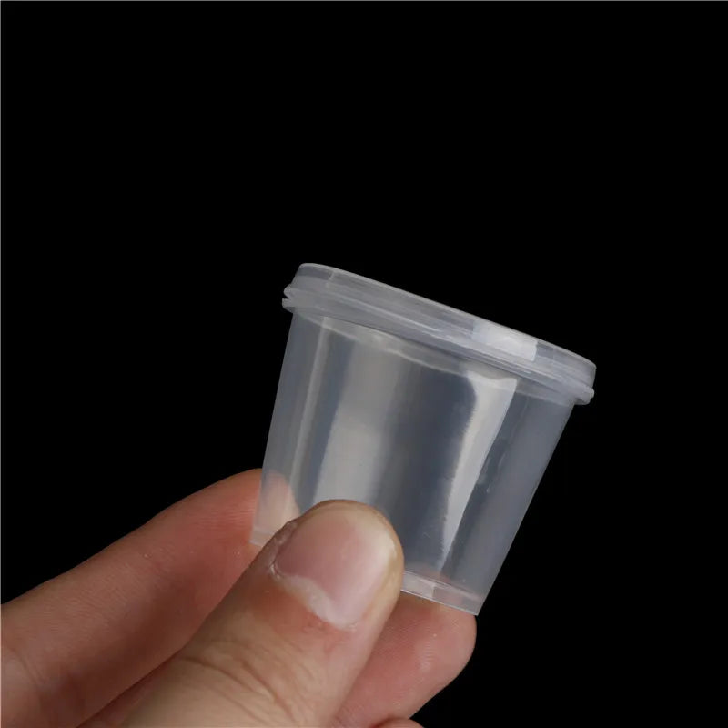 100 pcs/ set Clear Disposable Plastic Tea Cup Coffee Cups with Lids 25ml for Iced Coffee Bubble Boba Smoothie