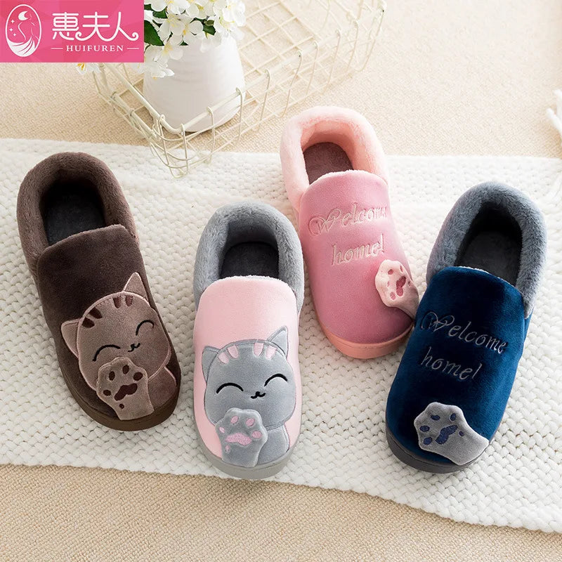 Children Indoor Slippers Winter Warm Shoes Kids Mum Dad Home Floor Slipper Cartoon Style Anti-slip Boys Girls Cotton Footwear