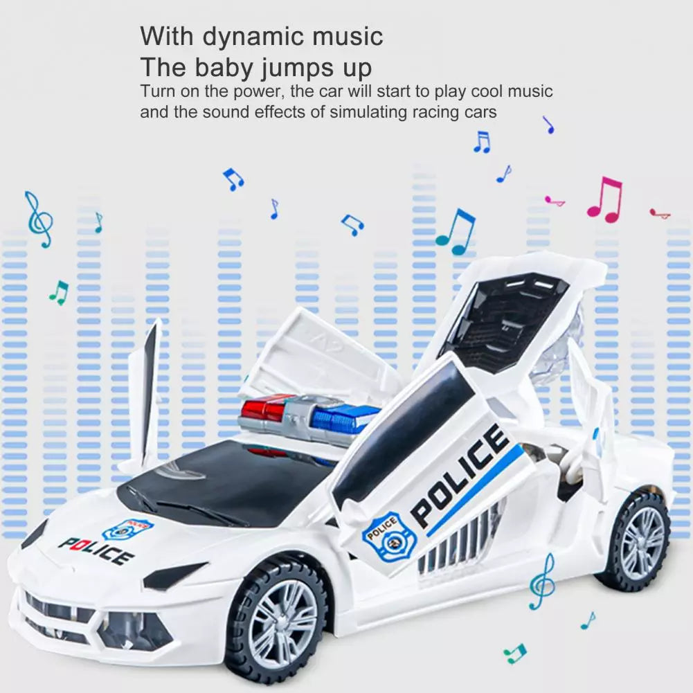 Voiture de Police universelle rotative à déformation électrique, jouet pour garçon et fille, cadeau de noël et d'anniversaire