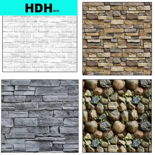 Fashion Vintage Style Brick Stone Self Adhesive Wallpaper PVC Waterproof Peel and Stick Wall Sticker Roll DIY Brick Wall Decor