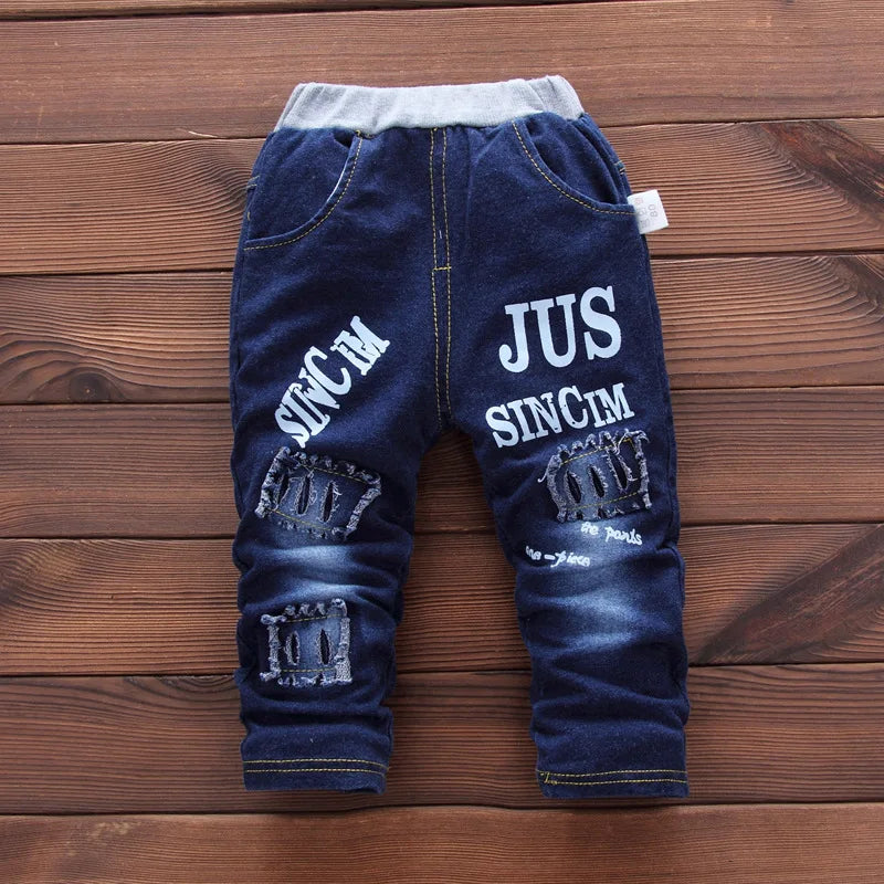 Baby Kids Denim Jacket Boys Coat Toddler Sport Clothes Suit Clothing Set Cotton Jeans Coat T-shirt Pants Star Tracksuit Children