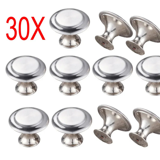 30 Pieces Cabinet Knobs Stainless Steel Cupboard Pull Drawer Knob Wardrobe Round Handle Kitchen Pulls Furniture Hardware Factory