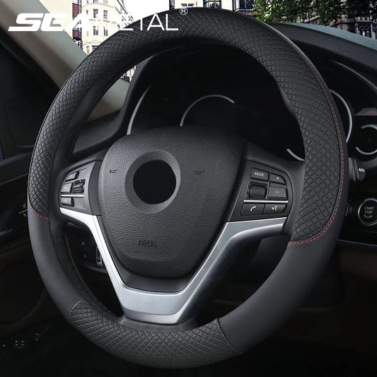 Universal Car Steering Wheel Cover For 37-38cm Steer Wheel Faux Leather Breathable Car Wheel Cover Interior Auto Accessories