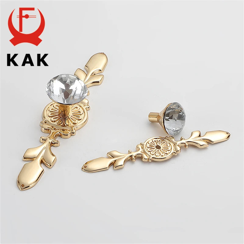 KAK Luxury Diamond Crystal Handles Shoebox Cabinet Handles Closet Dresser Drawer Knobs Wardrobe Pulls Pullers Furniture Hardware