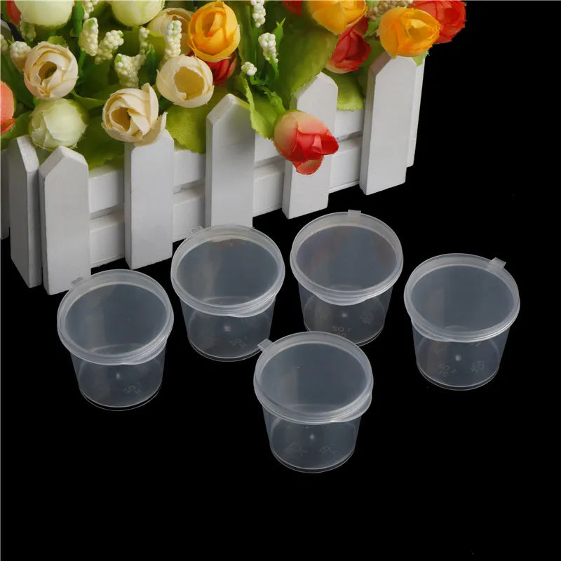 100 pcs/ set Clear Disposable Plastic Tea Cup Coffee Cups with Lids 25ml for Iced Coffee Bubble Boba Smoothie