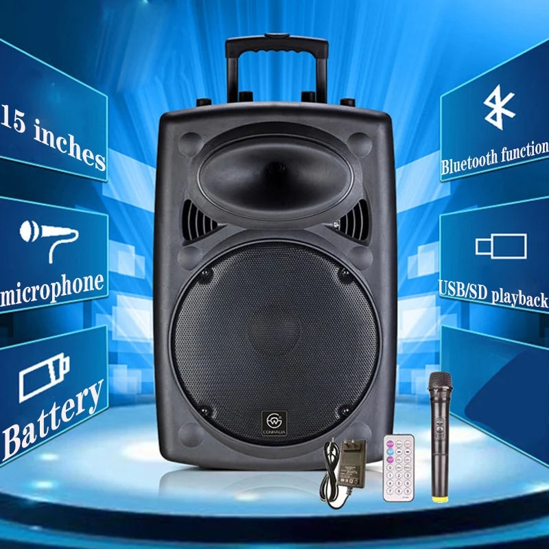 Square Dance Audio Outdoor 20-Inch Subwoofer Large Bluetooth Speaker Box Wireless Microphone Mobile Karaoke Boombox Music Center