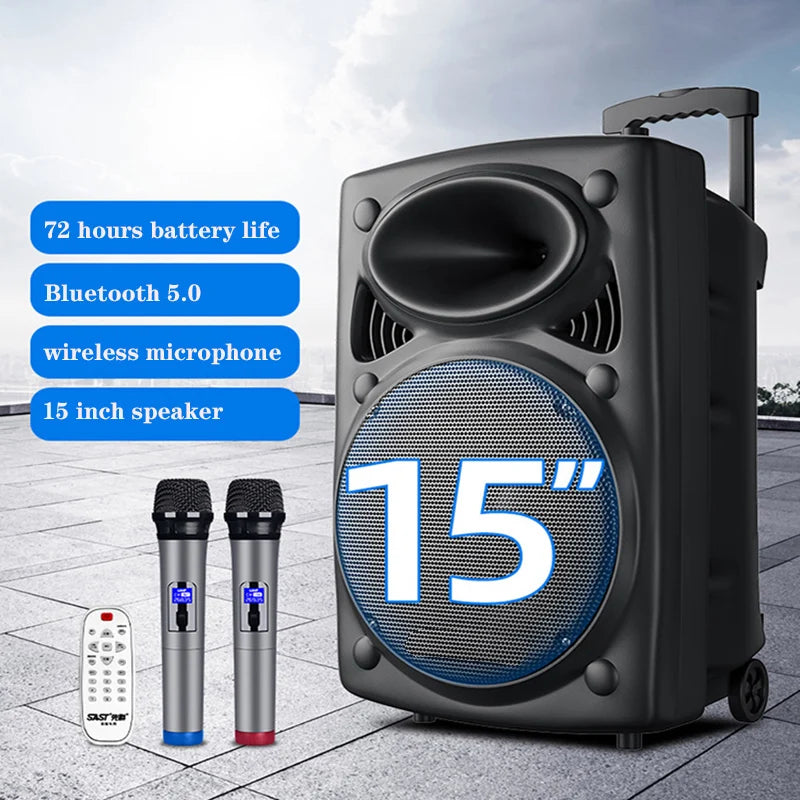 Square Dance Audio Outdoor 20-Inch Subwoofer Large Bluetooth Speaker Box Wireless Microphone Mobile Karaoke Boombox Music Center