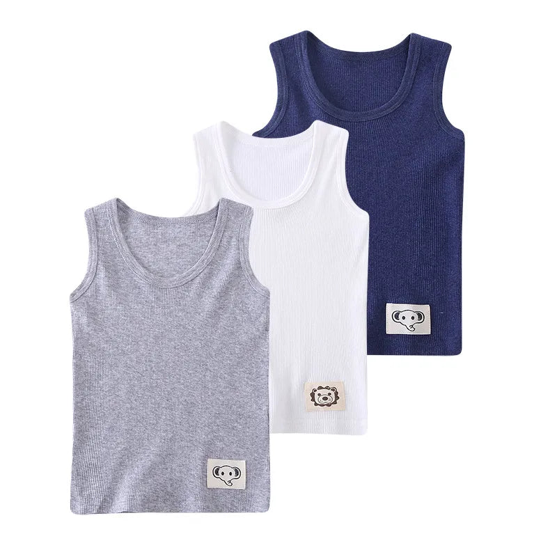 2023 Summer Children Boys Cotton Vests for Boys 2 3 4 5 6 7 Years Kids Girls SolidTank Tops Tees Undershirts Clothes