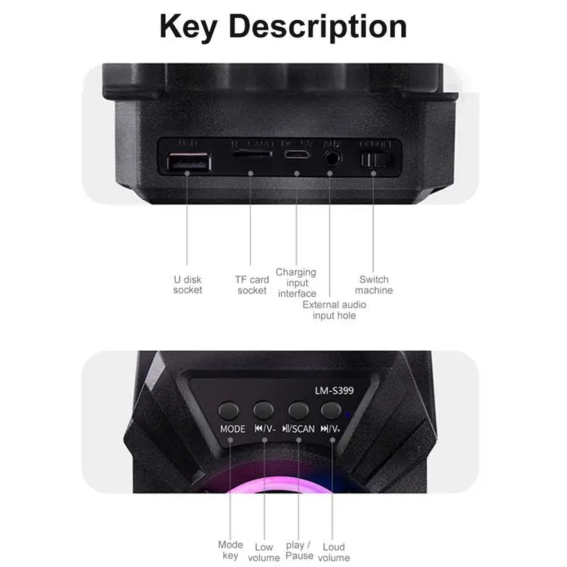 Wireless Speaker Portable Outdoor Mini Bass Sound Home Bluetooth-compatible Loudspeaker with Microphone