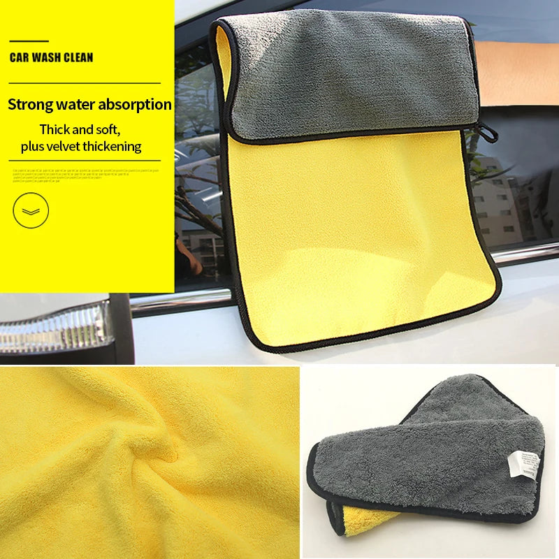 Accessoires de lavage de voiture 30*30cm, serviette en microfibre Super absorbante, soins automobiles, séchage, ourlets, serviettes en tissu de nettoyage automobile