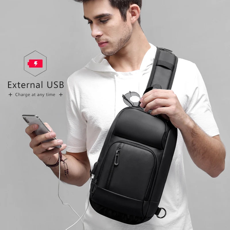 EURCOOL Chest Packs Men USB Charging Casual Water Repellent Travel Shoulder Crossbody Bags Messenger мужская сумка на плечё Male