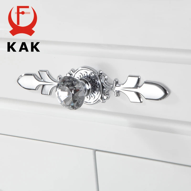 KAK Luxury Diamond Crystal Handles Shoebox Cabinet Handles Closet Dresser Drawer Knobs Wardrobe Pulls Pullers Furniture Hardware