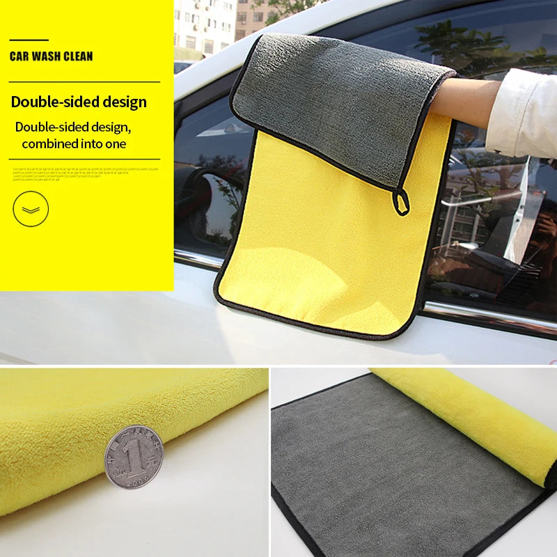 Accessoires de lavage de voiture 30*30cm, serviette en microfibre Super absorbante, soins automobiles, séchage, ourlets, serviettes en tissu de nettoyage automobile